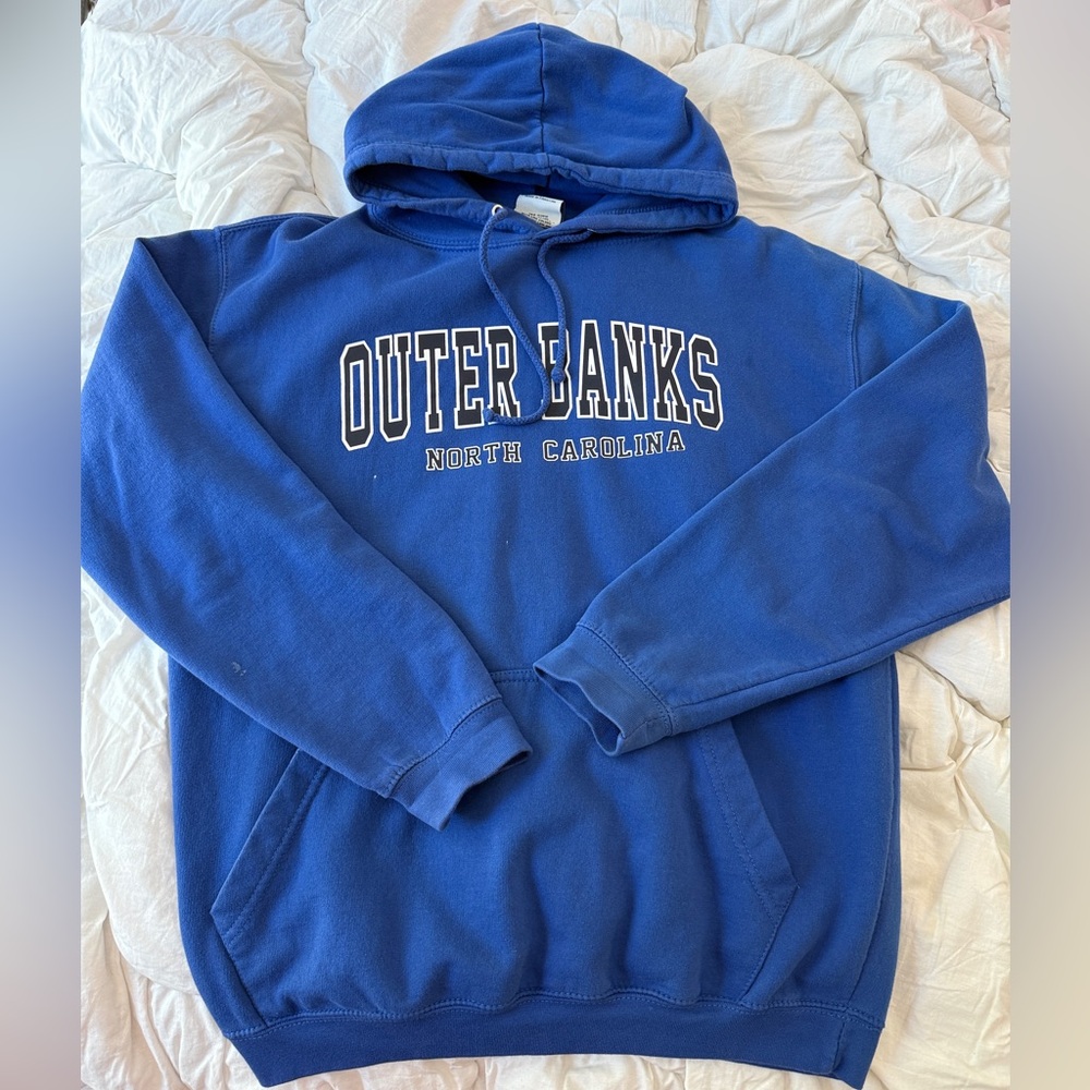 OUTER BANKS BRIGHT BLUE VINTAGE HOODIE WITH POCKET SMALL